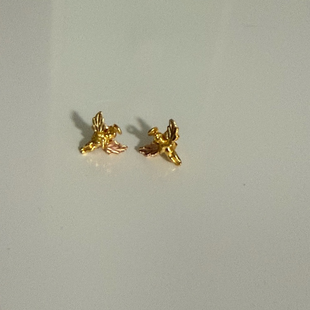 Gold and Pink Angel Earrings - Picture 2 of 5